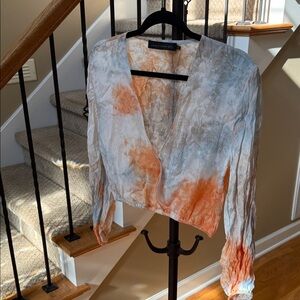 Urban Outfitters Orange and Gray Tie-Dye Blouse